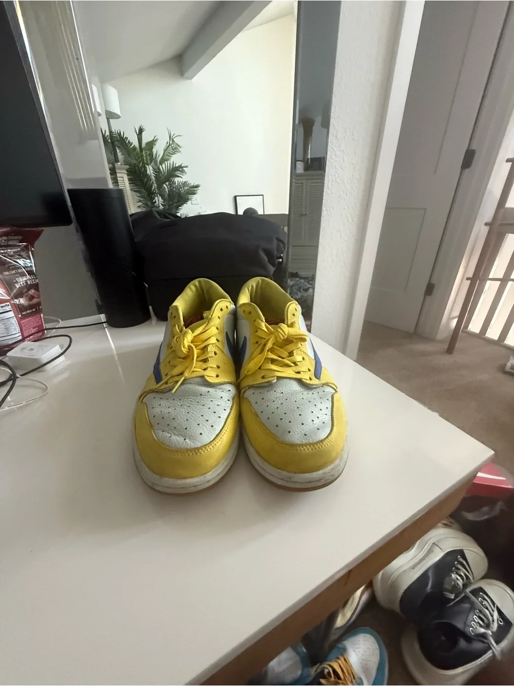 Nike Travis Scott Yellow, White & Blue Low-Top Sneakers